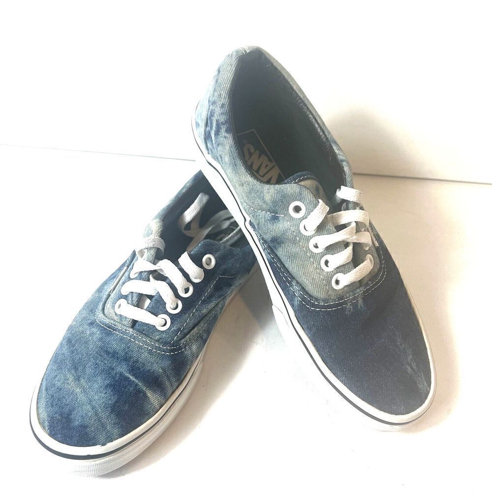 VANS Off The Wall Womens Sz 8 Blue Denim Stonewashed Sneaker Skate Shoe Mens 6.5